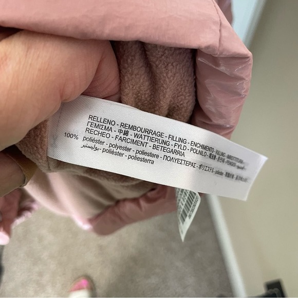 NEW With Tags Zara Dusty Pink Metallic Oversized Hooded Down Puffer Coat Medium - Picture 13 of 13